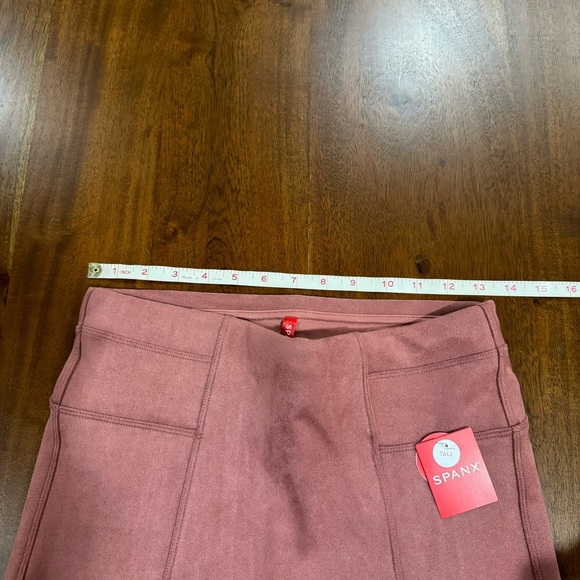 Spanx Faux Suede High Waist Leggings Rich Rose Pink Size Medium Tall MT - Picture 9 of 10